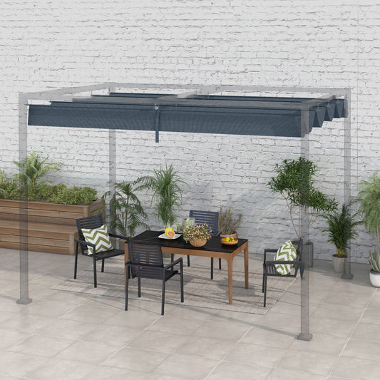Retractable Pergola Roof, Sun Shade Cover, UV30+ Protected Replacement Canopy Fabric for 2.85 x 2m Pergola, Dark Grey