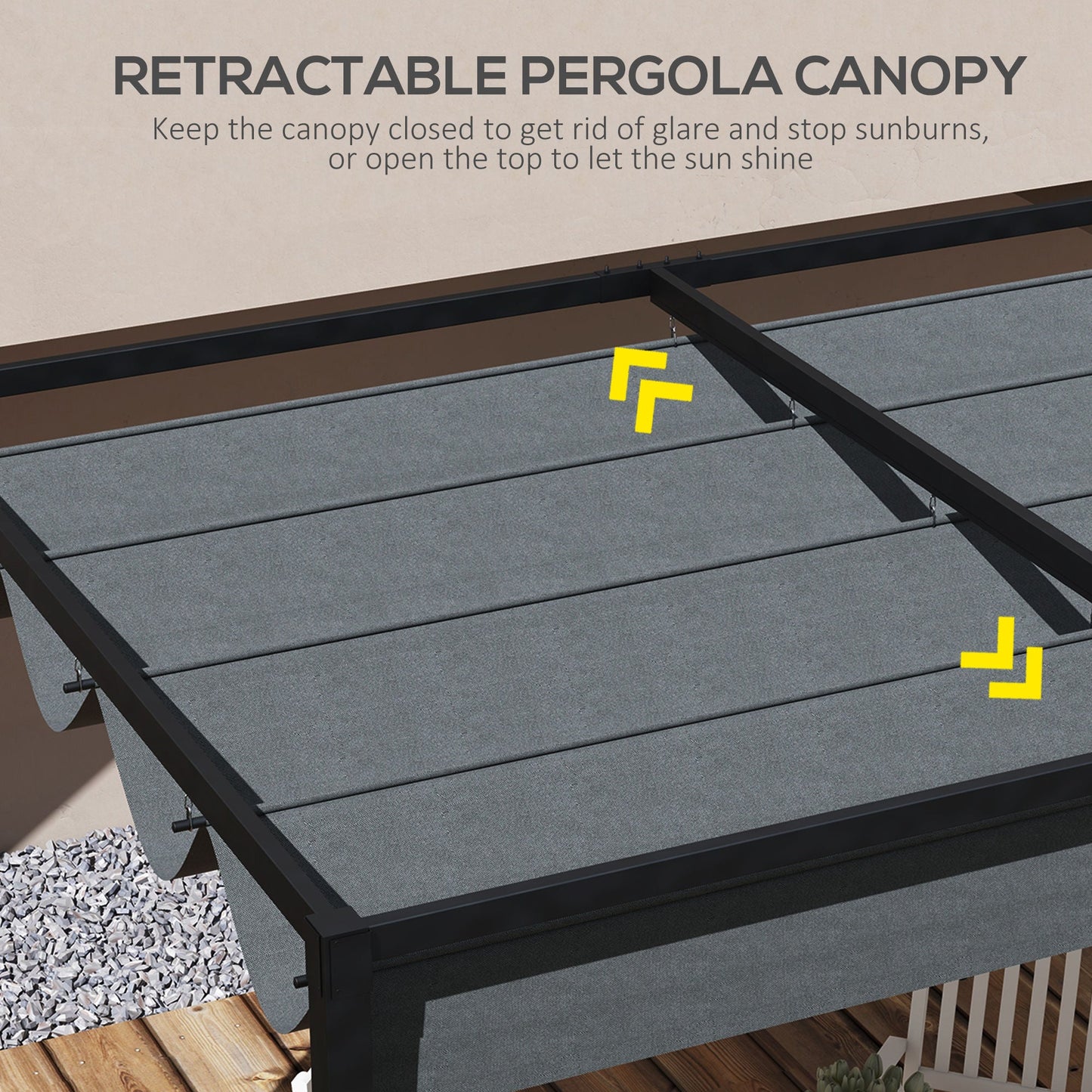 Retractable Pergola Roof, Sun Shade Cover, UV30+ Protected Replacement Canopy Fabric for 2.85 x 2m Pergola, Dark Grey
