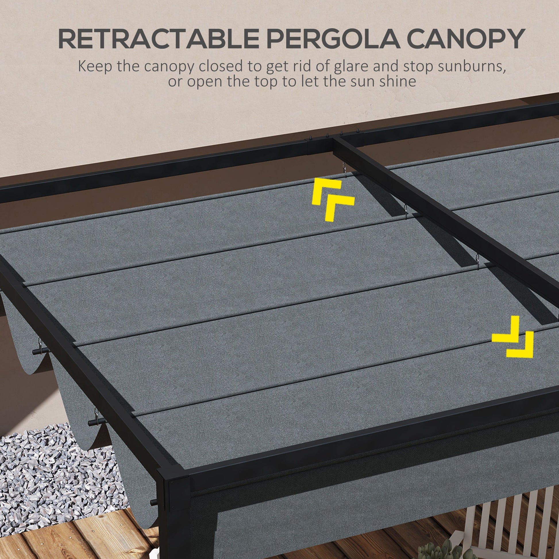 Retractable Pergola Roof, Sun Shade Cover, UV30+ Protected Replacement Canopy Fabric for 2.85 x 2m Pergola, Dark Grey