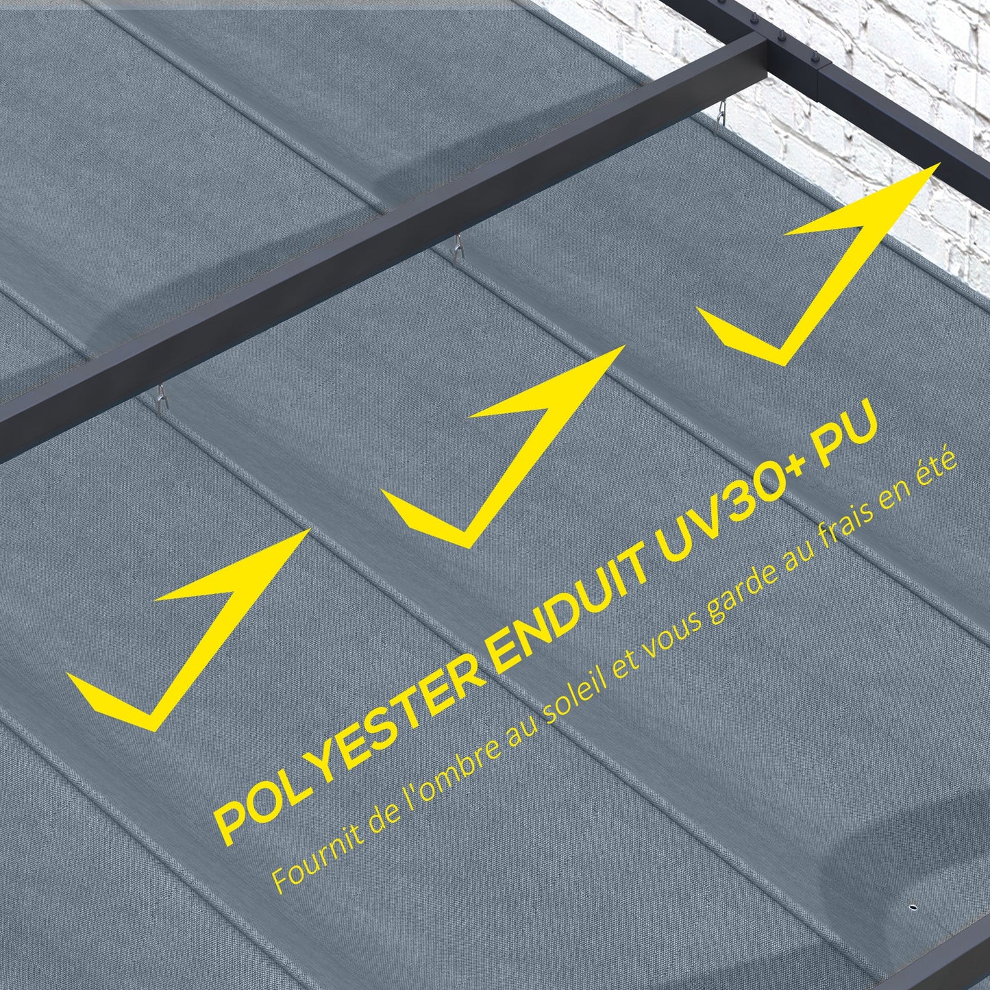 Retractable Pergola Roof, Sun Shade Cover, UV30+ Protected Replacement Canopy Fabric for 2.85 x 2m Pergola, Dark Grey