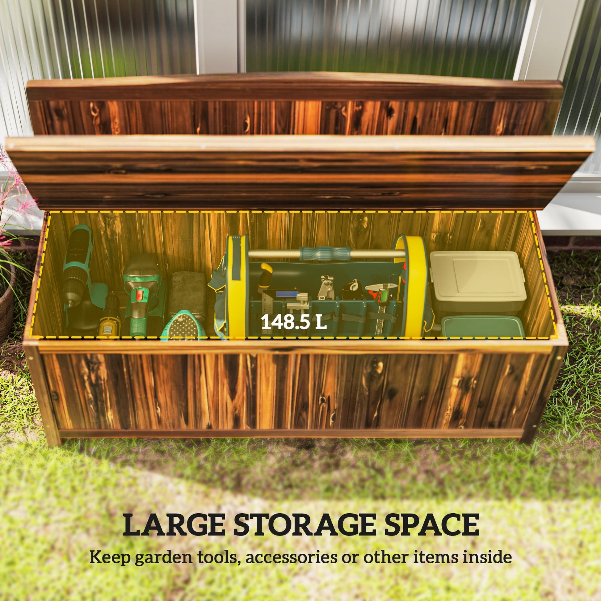 Garden Arch Wood Bench Outdoor Storage Box Garden Furniture Chair 115L x 45W x 75Hcm, Brown