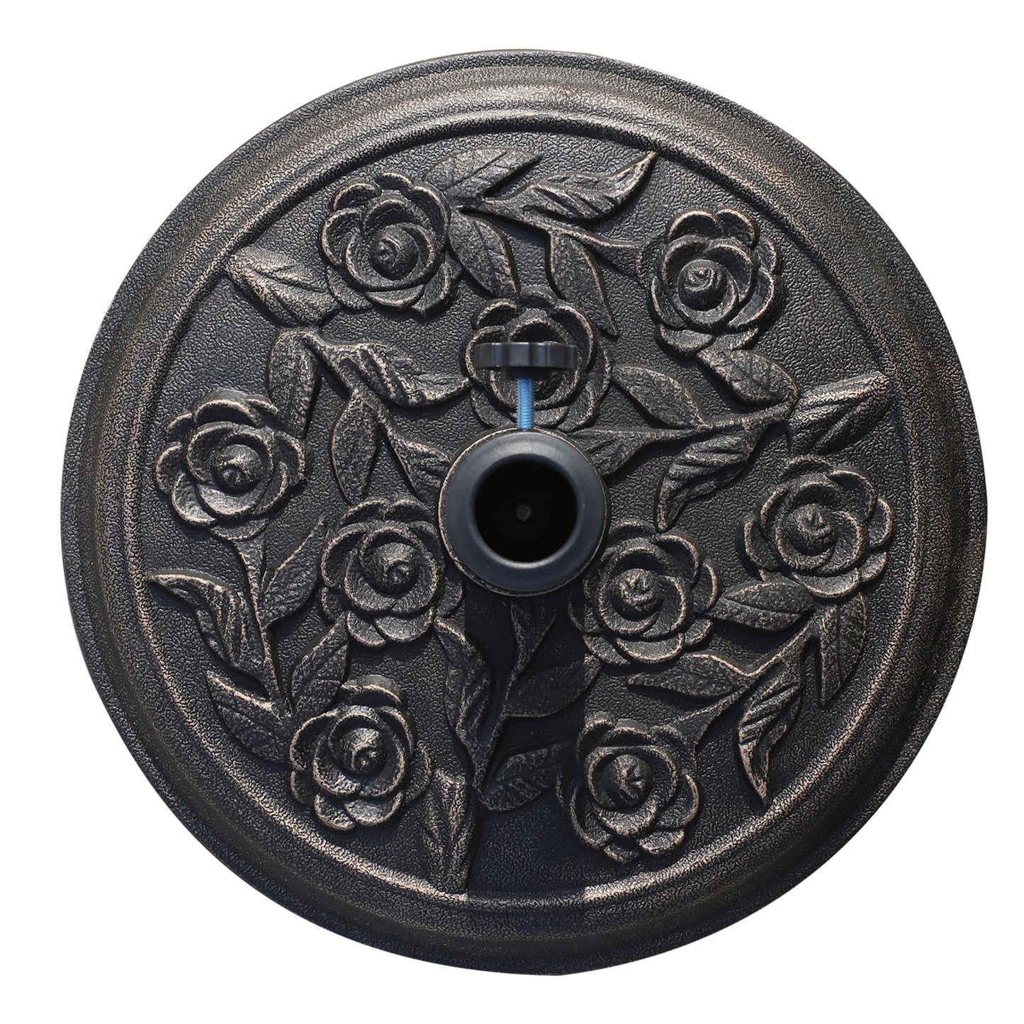 9kg Garden Parasol Base, Round Resin Sun Umbrella Base, Outdoor Umbrella Stand for 38mm or 48mm Outdoor Umbrella Poles, Bronze Tone