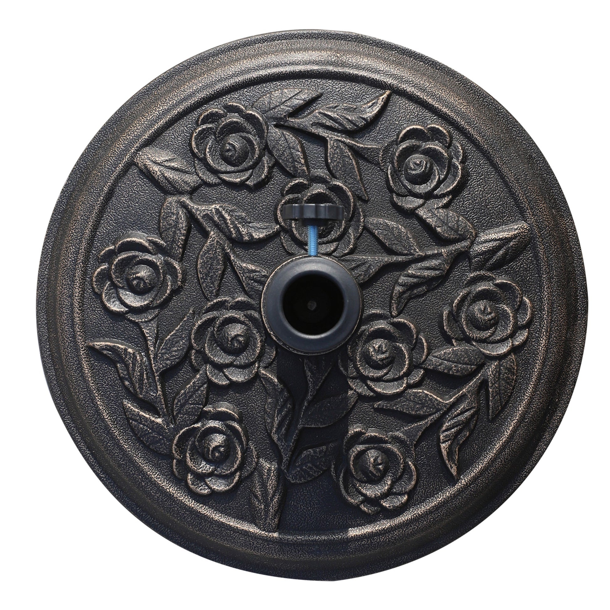 9kg Garden Parasol Base, Round Resin Sun Umbrella Base, Outdoor Umbrella Stand for 38mm or 48mm Outdoor Umbrella Poles, Bronze Tone