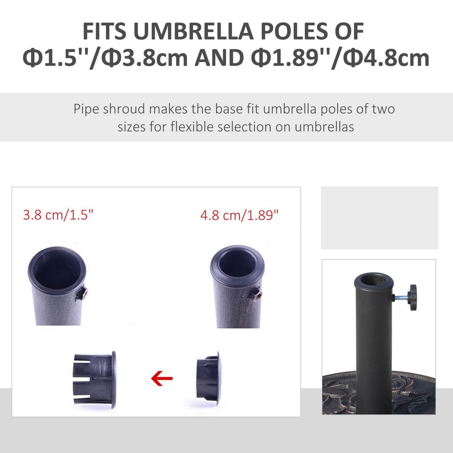 9kg Garden Parasol Base, Round Resin Sun Umbrella Base, Outdoor Umbrella Stand for 38mm or 48mm Outdoor Umbrella Poles, Bronze Tone