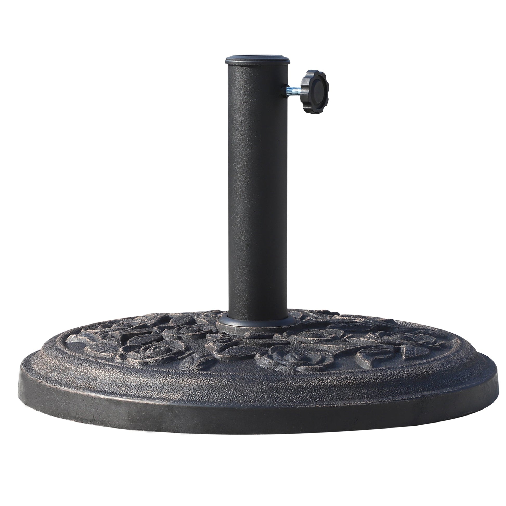 9kg Garden Parasol Base, Round Resin Sun Umbrella Base, Outdoor Umbrella Stand for 38mm or 48mm Outdoor Umbrella Poles, Bronze Tone