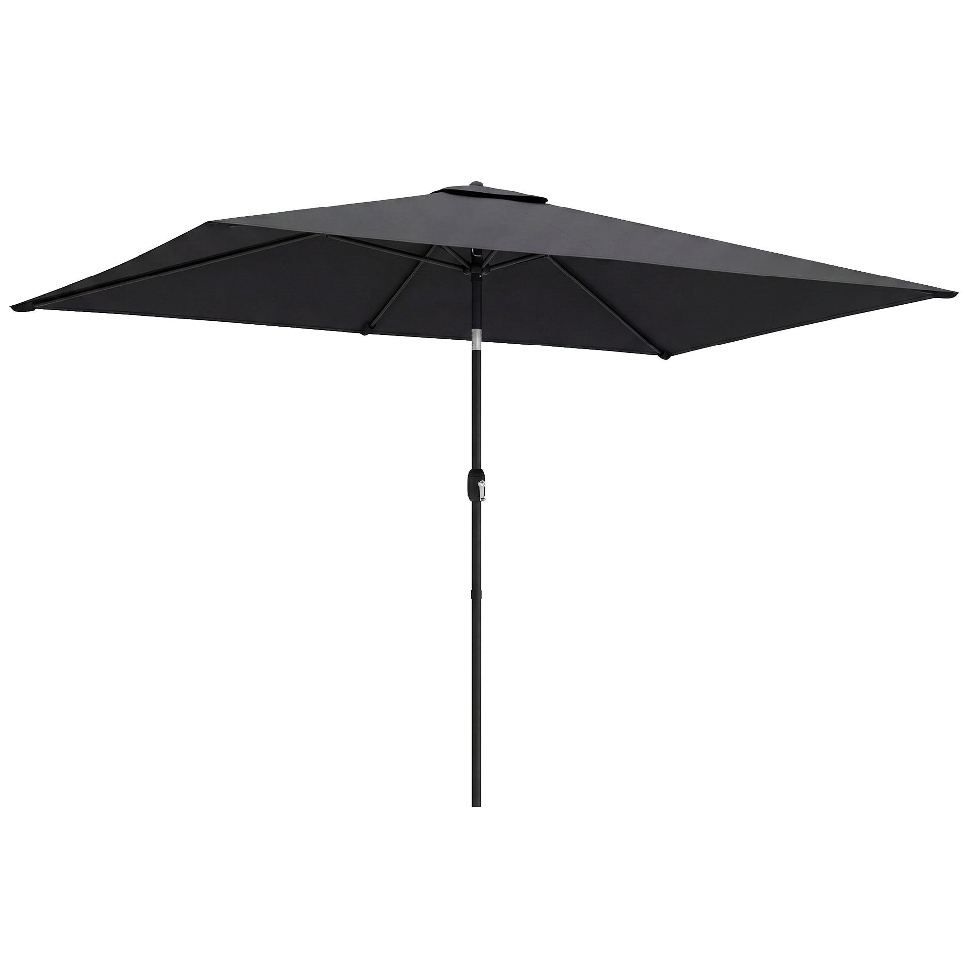 3x2m Garden Parasol, Parasol Umbrella with Crank Handle, Tilt Function, Polyester Canopy, Outdoor Table Umbrella for Patio, Garden, Black