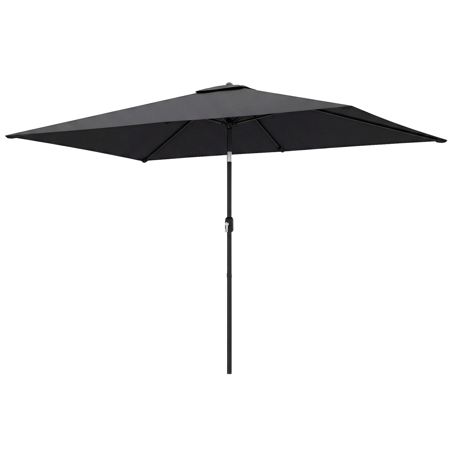 3x2m Garden Parasol, Parasol Umbrella with Crank Handle, Tilt Function, Polyester Canopy, Outdoor Table Umbrella for Patio, Garden, Black