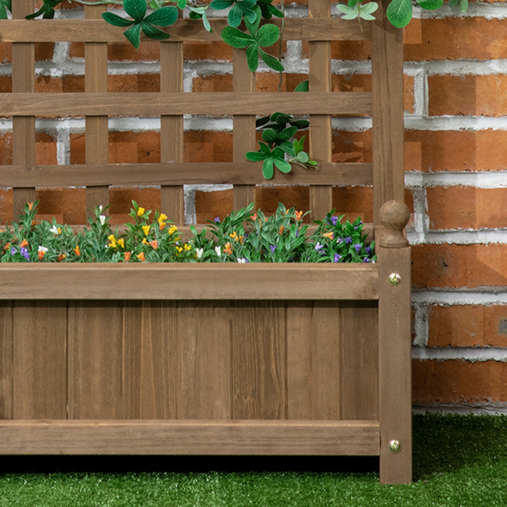 Garden Planters with Trellis for Climbing Vines, Wooden Raised Beds for Garden, Free Standing Flower Pot, Indoor Outdoor Display Rack, 64 x 28 x 75 cm, Brown