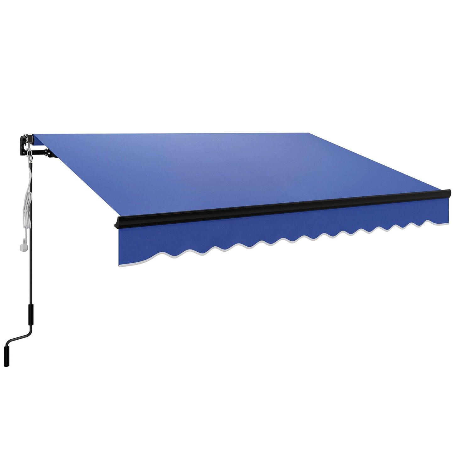 3 x 2.5m Electric Awning with LED Light and Remote Controller, Aluminium Frame DIY Retractable Awning, UV50+ Sun Shade Canopy for Garden Patio Deck Door Window, Blue