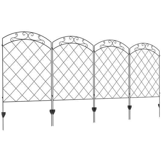 Decorative Garden Fencing, 43in x 11.4ft Outdoor Picket Fence Panels, 4PCs Rustproof Steel Wire Landscape Flower Bed Border Edging Animal Barrier, Swirls