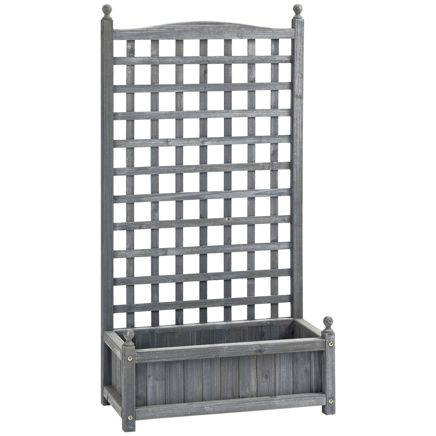 Garden Planters with Trellis for Climbing Vines, Wooden Raised Beds for Garden, Free Standing Flower Pot, Indoor Outdoor Display Rack, 64 x 28 x 120 cm, Grey