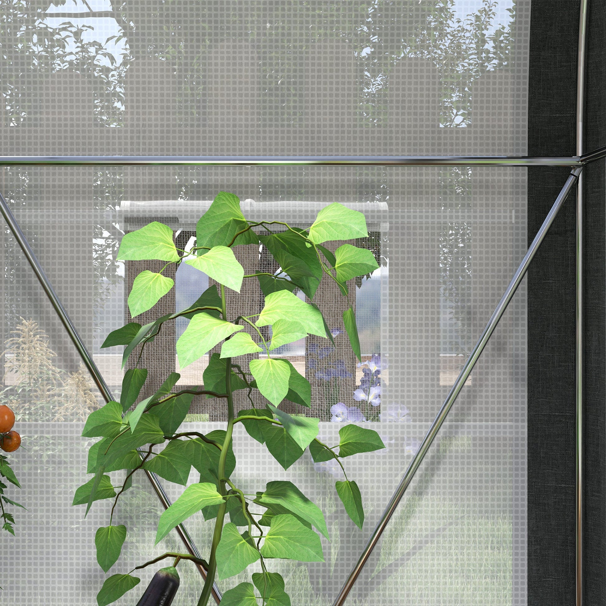 3 x 2(m) Walk-in Polytunnel Greenhouse with Upgraded Structure, Zipped Roll Up Mesh Door, 6 Mesh Windows, Tunnel Warm House Tent with PE Cover, 6 Plant Labels and Gloves, White