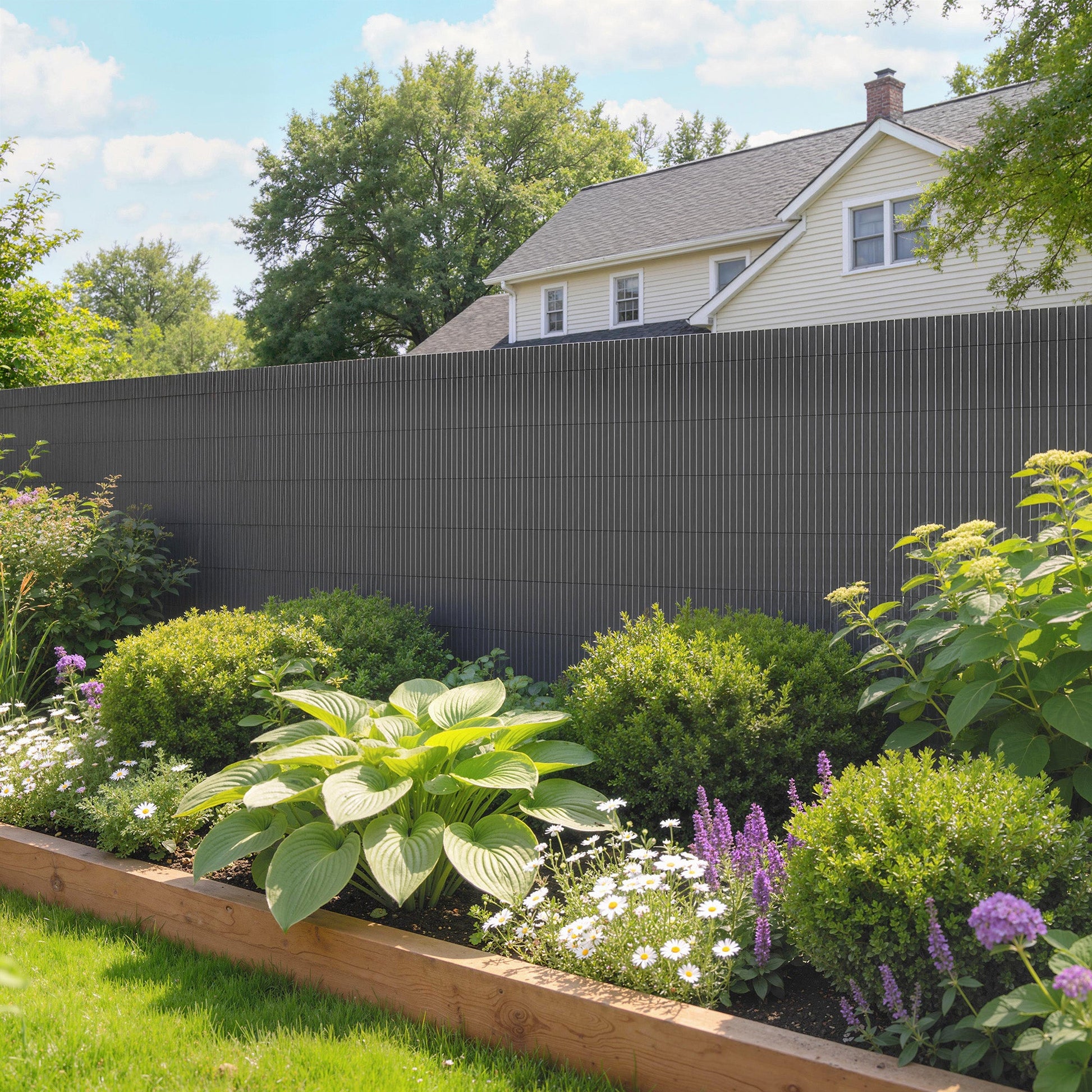 2Pcs Plastic Privacy Screening Fence, 1 m x 3 m Waterproof Windbreak Fence, UV-Resistant Garden Screening for Balcony, Terrace and Outdoor Use, Dark Grey