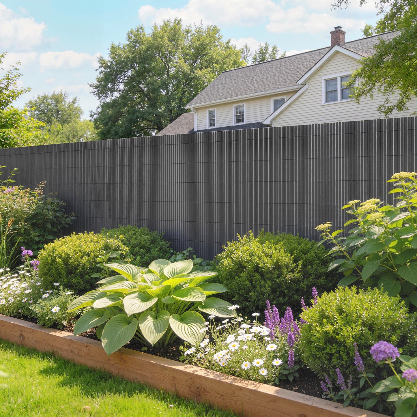 2Pcs Plastic Privacy Screening Fence, 1 m x 3 m Waterproof Windbreak Fence, UV-Resistant Garden Screening for Balcony, Terrace and Outdoor Use, Dark Grey