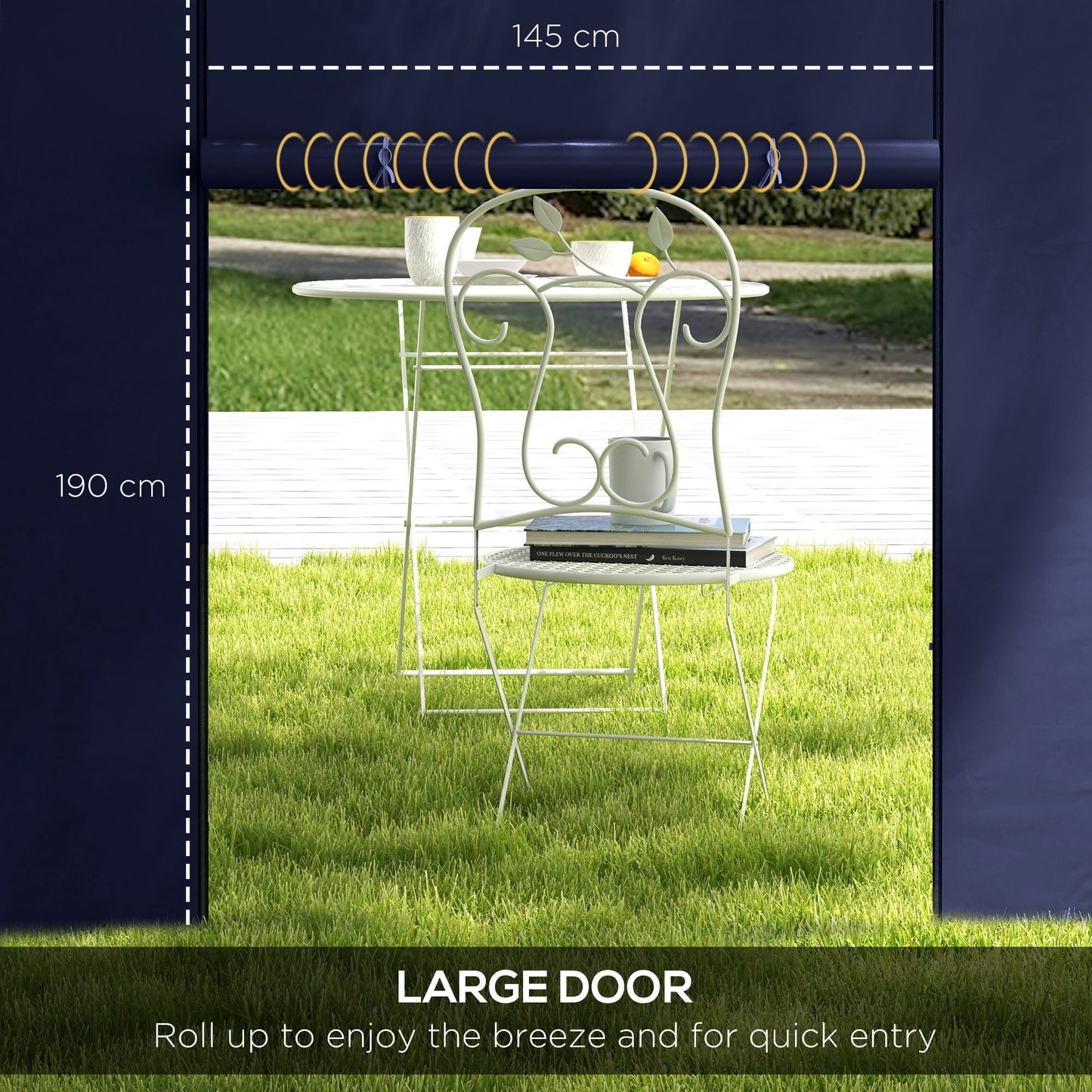 Gazebo Side Panels with Windows and Doors, for 3x3(m) or 3x6m Pop Up Gazebo, 2 Pack Sides Replacement, Blue