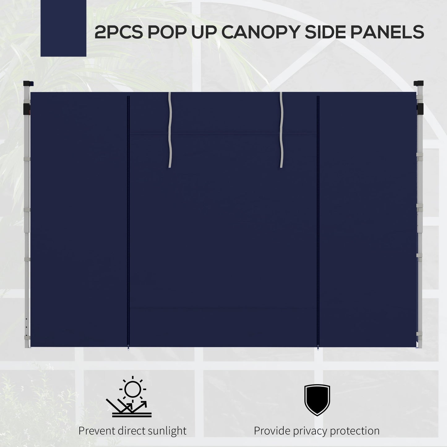 Gazebo Side Panels with Windows and Doors, for 3x3(m) or 3x6m Pop Up Gazebo, 2 Pack Sides Replacement, Blue