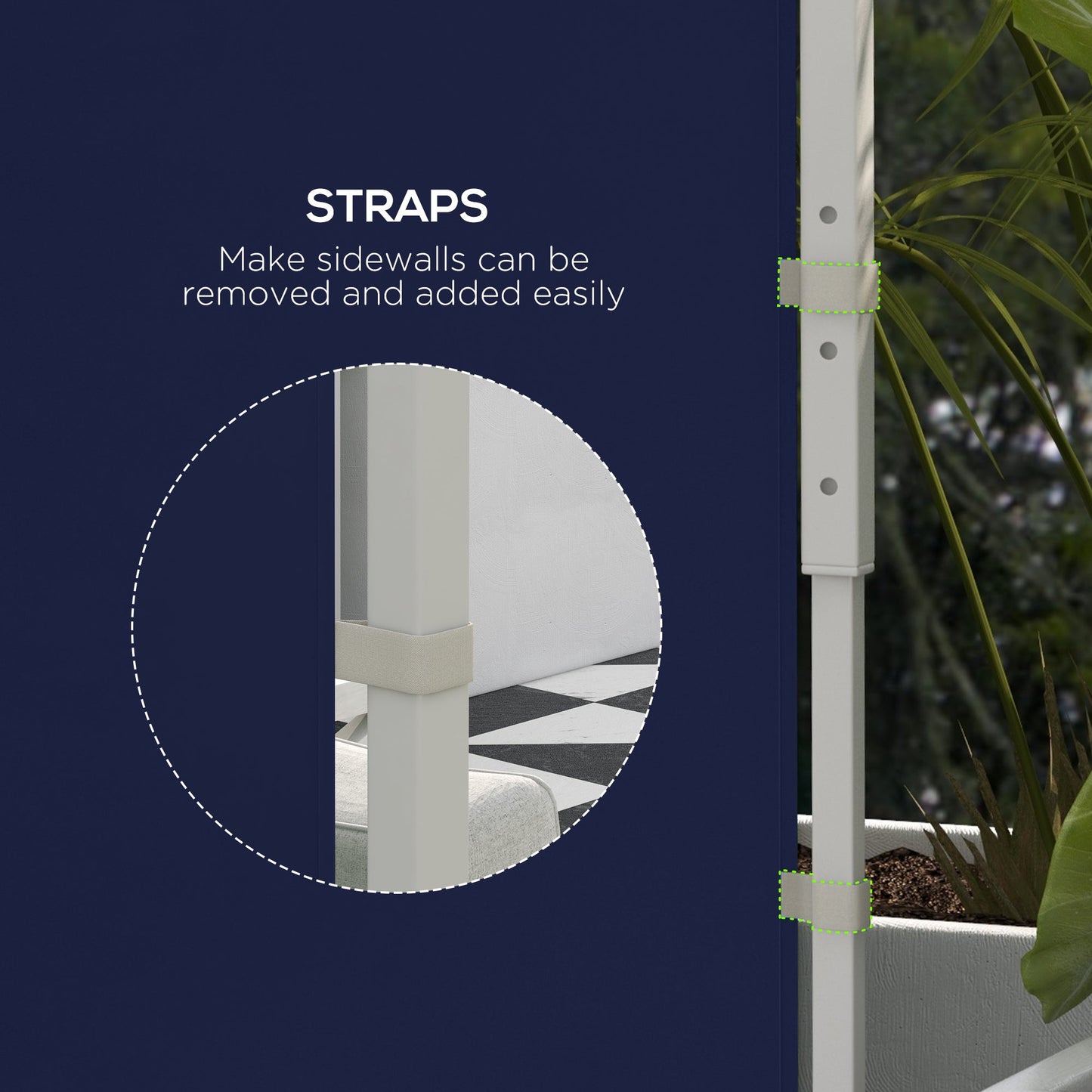Gazebo Side Panels with Windows and Doors, for 3x3(m) or 3x6m Pop Up Gazebo, 2 Pack Sides Replacement, Blue