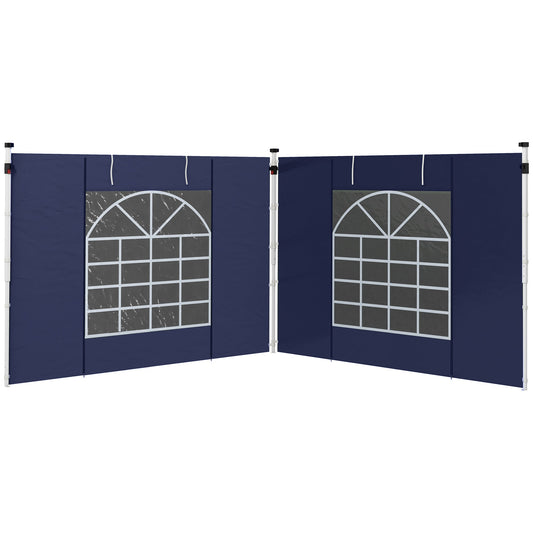 Gazebo Side Panels with Windows and Doors, for 3x3(m) or 3x6m Pop Up Gazebo, 2 Pack Sides Replacement, Blue