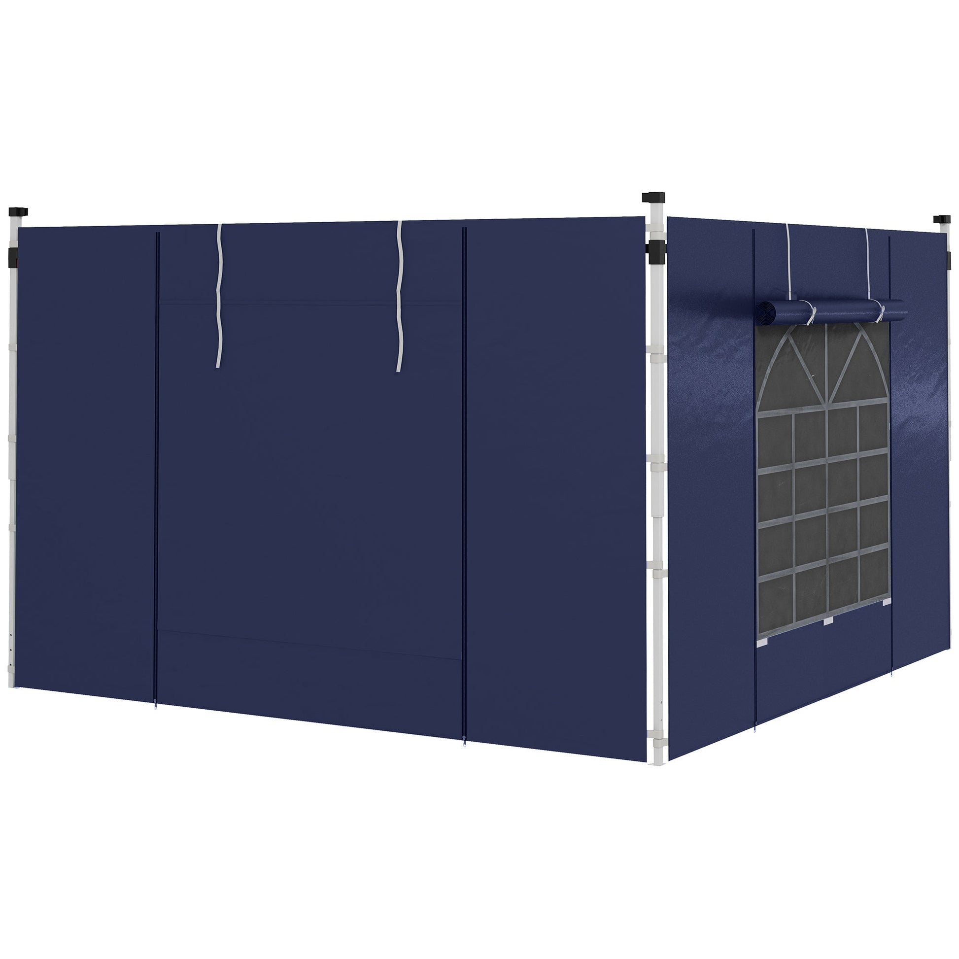 Gazebo Side Panels with Windows and Doors, for 3x3(m) or 3x6m Pop Up Gazebo, 2 Pack Sides Replacement, Blue