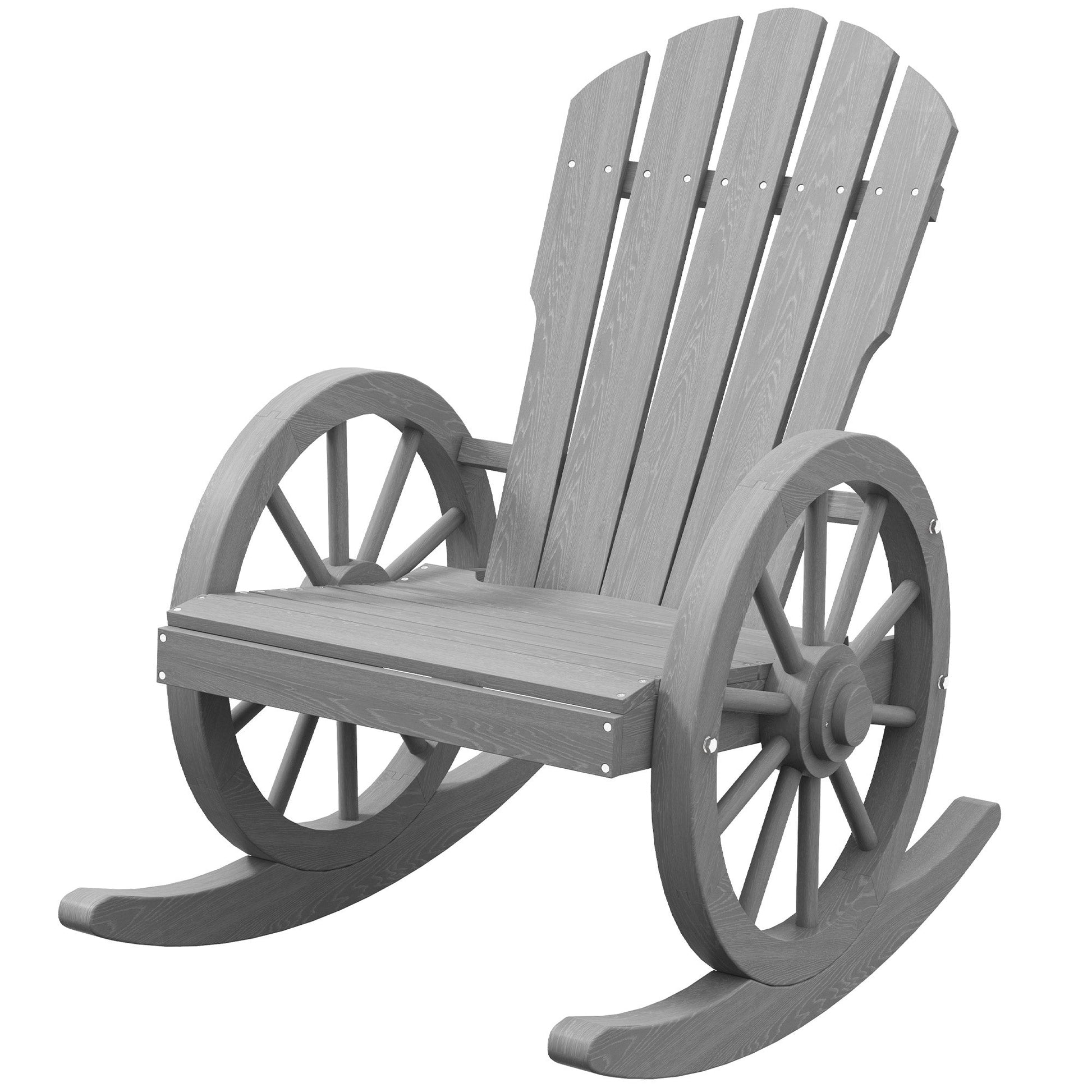 Wooden Adirondack Rocking Chair Reclining Armchair Outdoor Garden Furniture Patio Porch Rocker - Grey