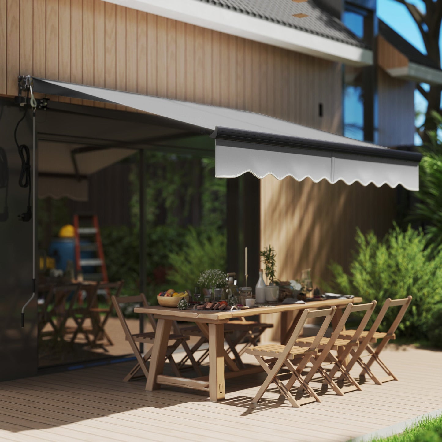 2.5 x 2m Electric Awning with Remote Controller, Aluminium Frame DIY Retractable Awning, UV30+ Sun Shade Canopy for Garden Patio Deck Door Window, Dark Grey