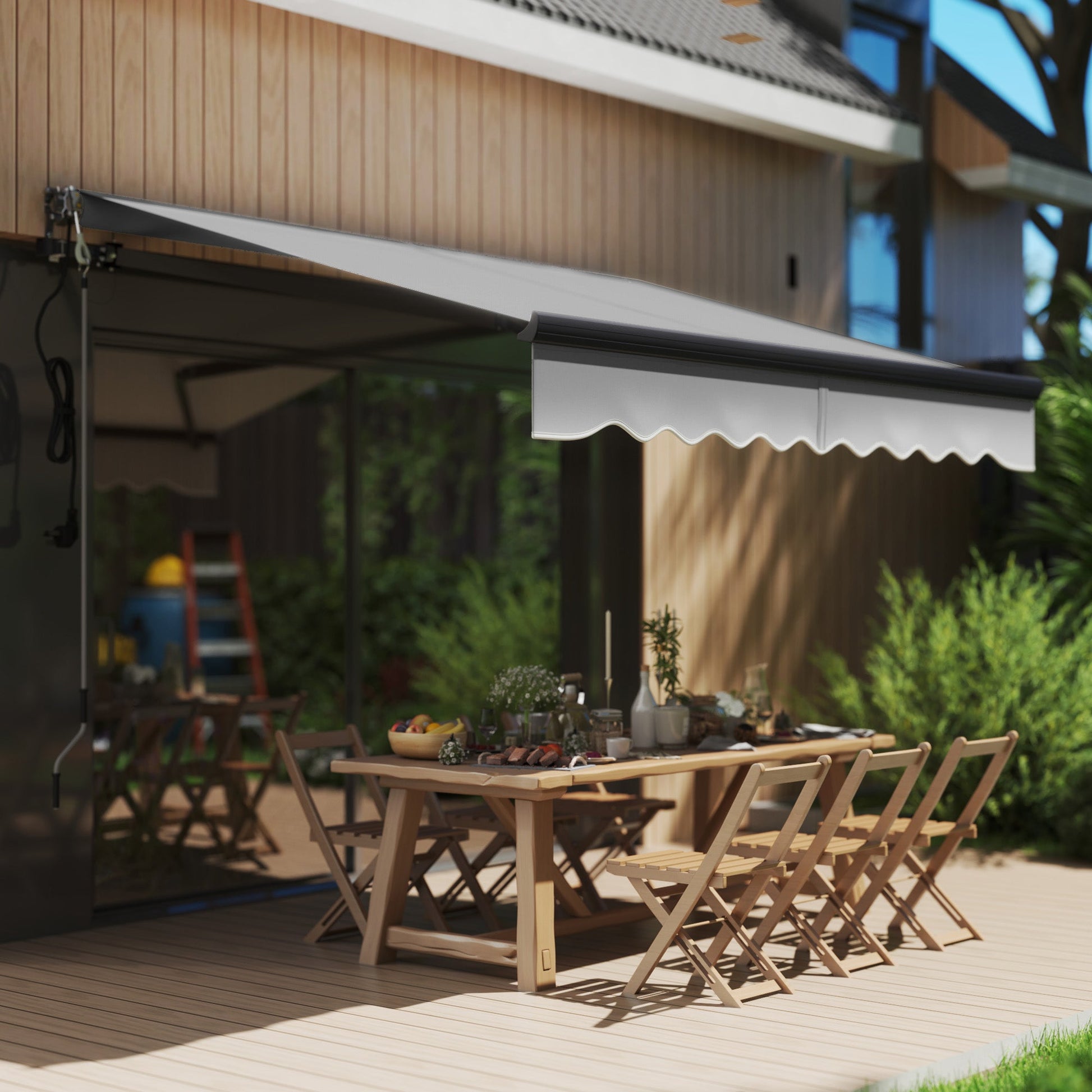 2.5 x 2m Electric Awning with Remote Controller, Aluminium Frame DIY Retractable Awning, UV30+ Sun Shade Canopy for Garden Patio Deck Door Window, Dark Grey