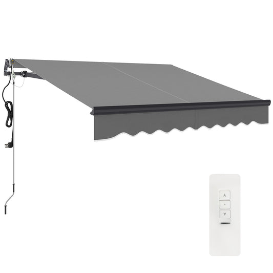 2.5 x 2m Electric Awning with Remote Controller, Aluminium Frame DIY Retractable Awning, UV30+ Sun Shade Canopy for Garden Patio Deck Door Window, Dark Grey