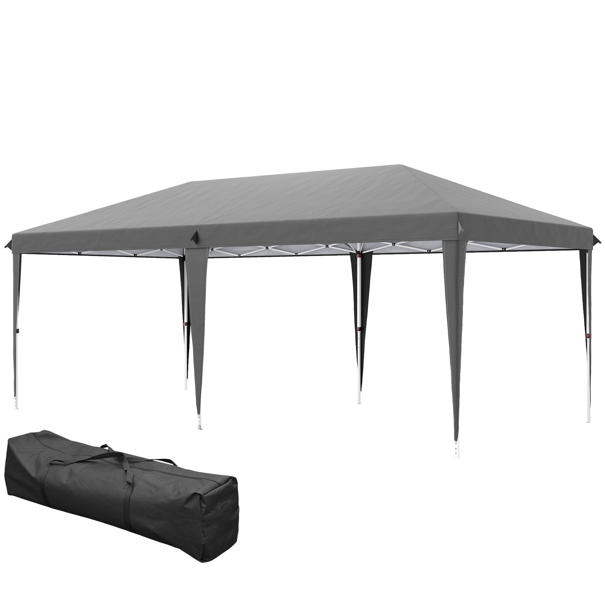 Pop Up Gazebo 3 x 6m, Foldable Canopy Tent, Height Adjustable Wedding Awning Canopy w/ Carrying Bag, Grey