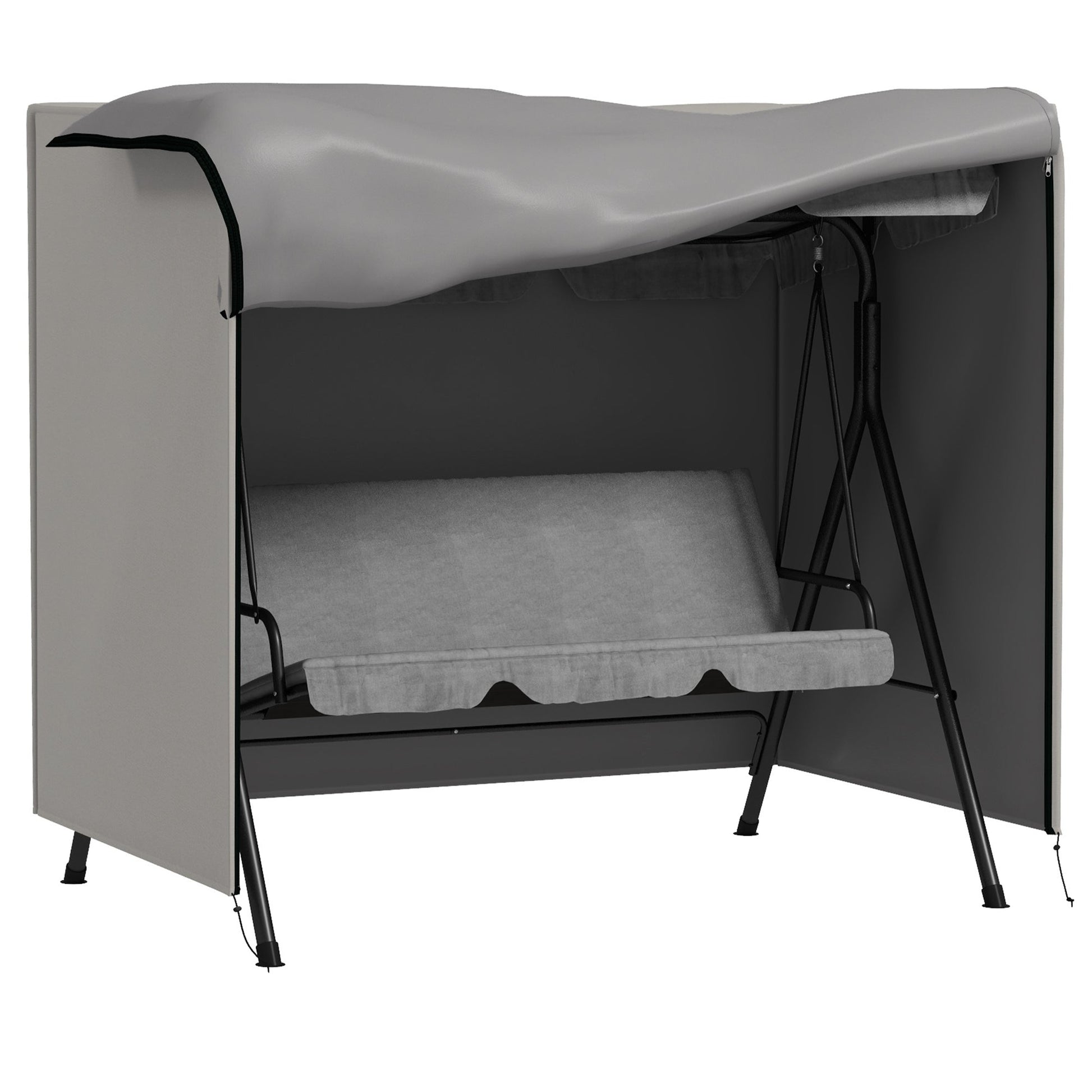 3 Seater 600D Oxford Patio Swing Chair Cover Outdoor Garden Furniture Rain Protection Protector Waterproof Anti-UV, 177 x 114 x 152cm, Light Grey