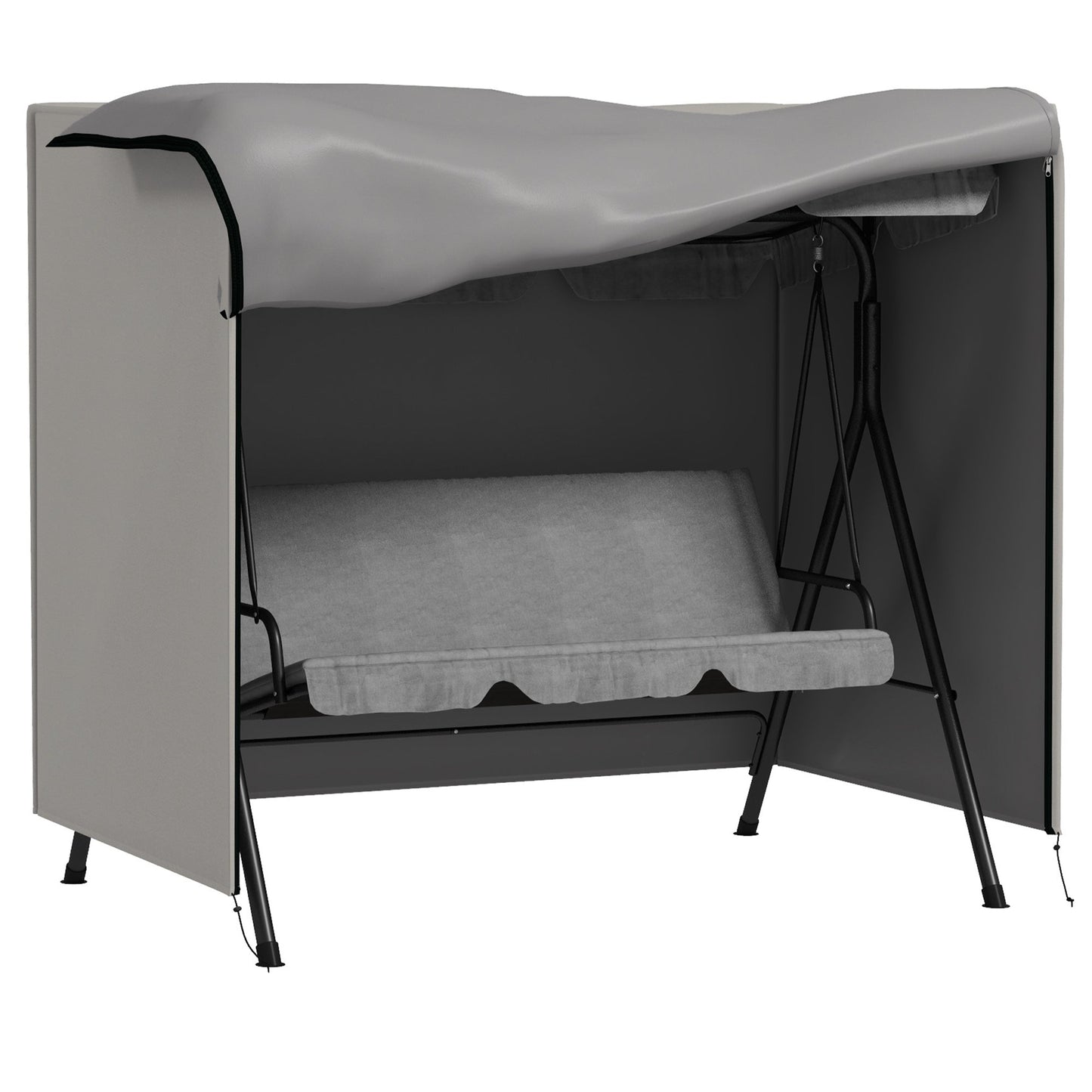 3 Seater 600D Oxford Patio Swing Chair Cover Outdoor Garden Furniture Rain Protection Protector Waterproof Anti-UV, 177 x 114 x 152cm, Light Grey
