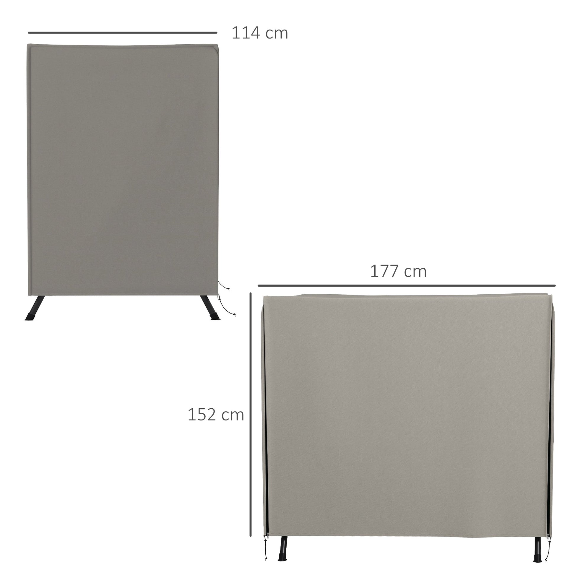 3 Seater 600D Oxford Patio Swing Chair Cover Outdoor Garden Furniture Rain Protection Protector Waterproof Anti-UV, 177 x 114 x 152cm, Light Grey