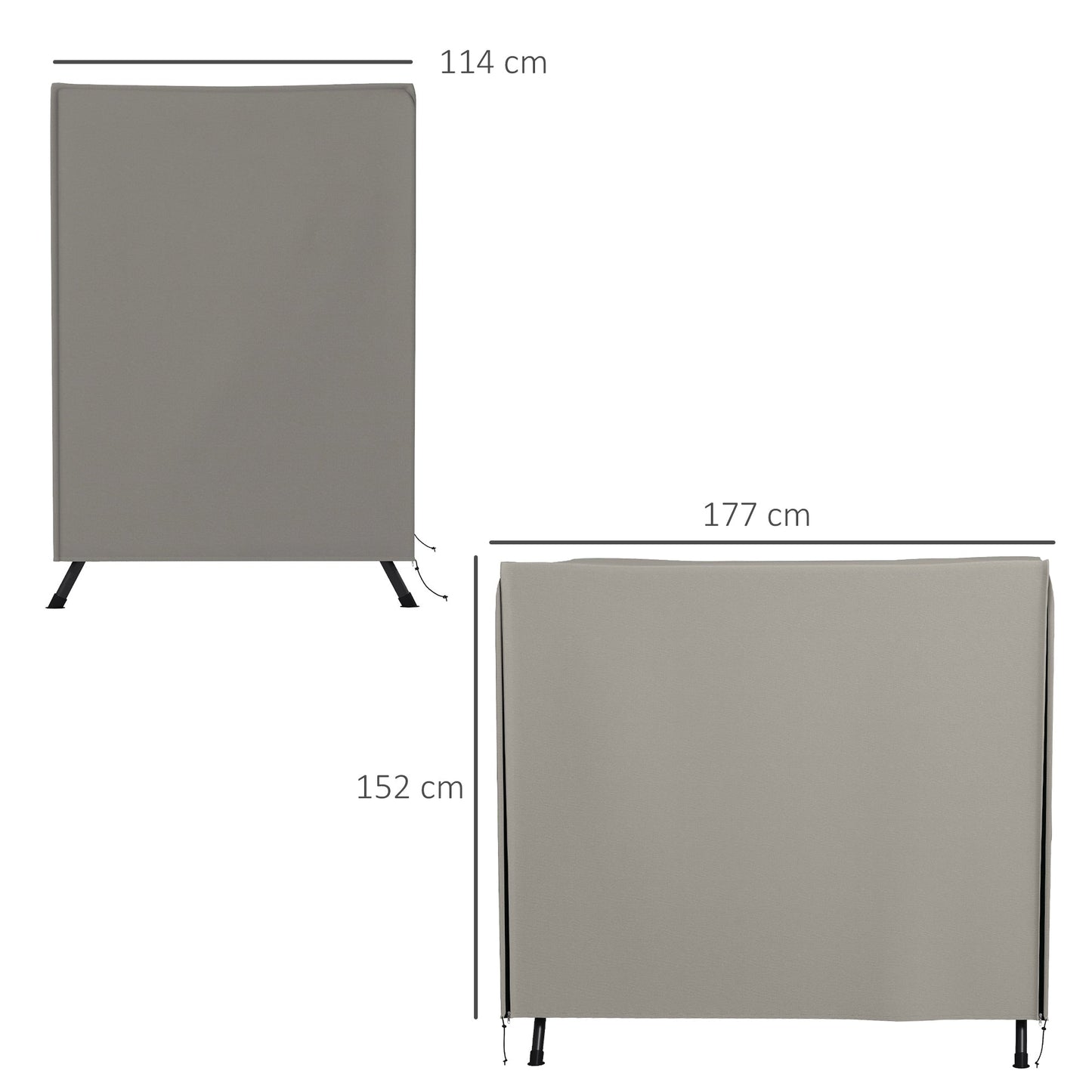 3 Seater 600D Oxford Patio Swing Chair Cover Outdoor Garden Furniture Rain Protection Protector Waterproof Anti-UV, 177 x 114 x 152cm, Light Grey