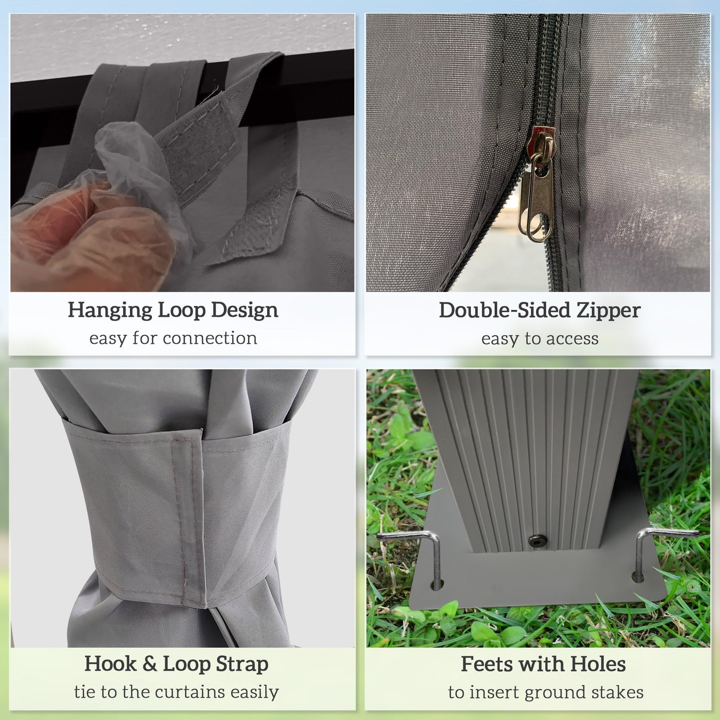 4 x 3(m) Patio Gazebo Canopy Garden Tent Shelter with Vented Roof, Mosquito Netting and Curtains, Aluminium Frame, Grey