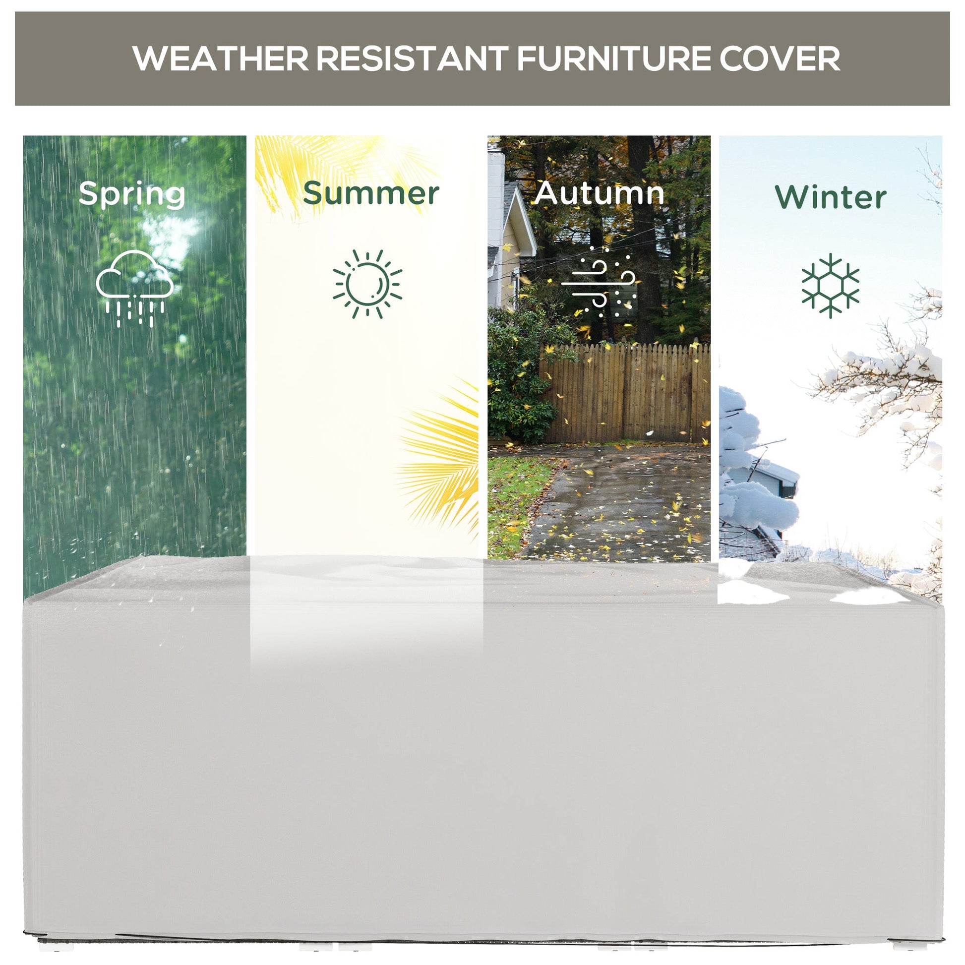 600D Oxford Table Set Cover Outdoor Garden Rattan Furniture Protection Cover Protector Waterproof Anti-UV, Grey, 210 x 140 x 80cm