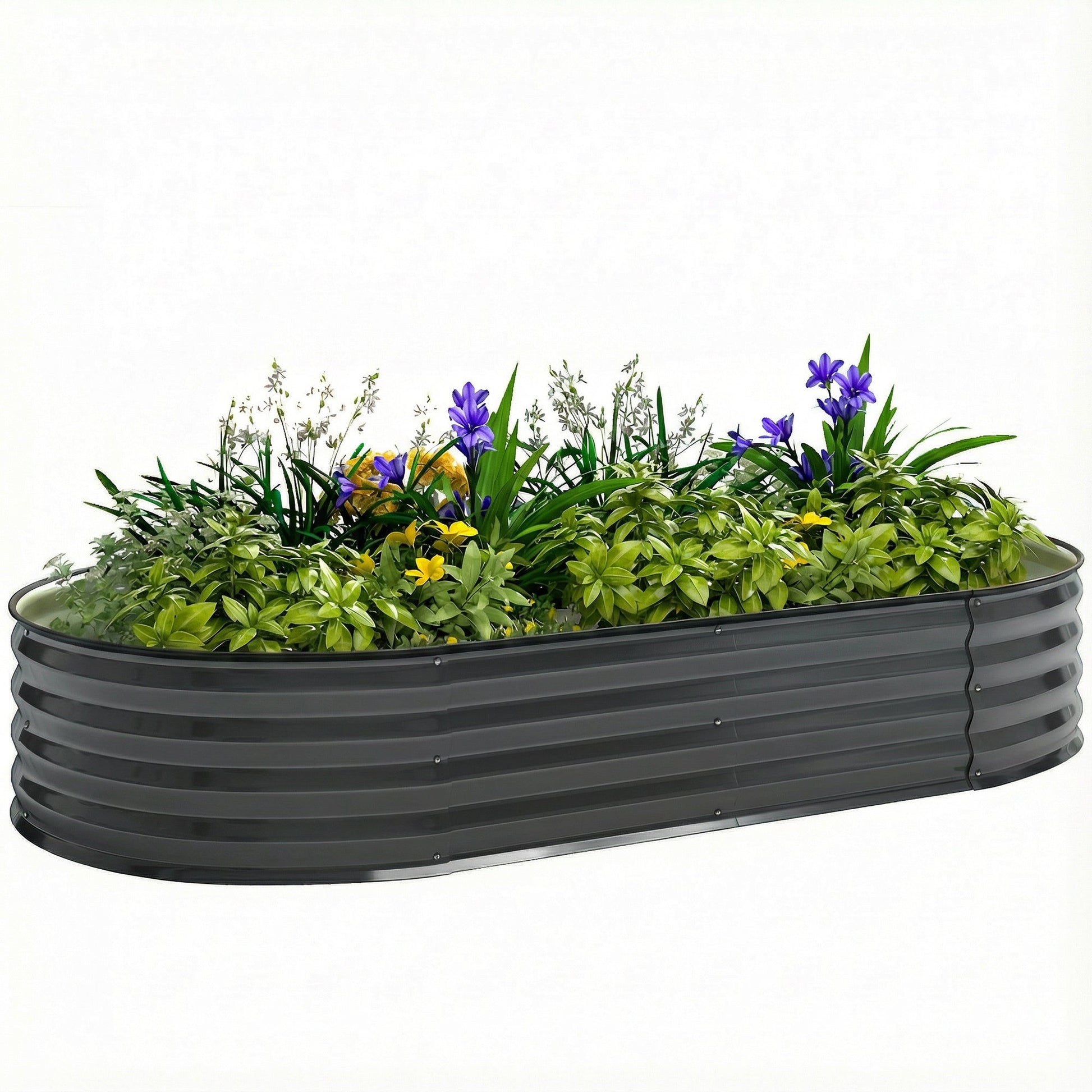 Galvanised Raised Beds for Garden, Metal Elevated Planter Box with Safety Edging, Easy DIY for Growing Flowers, Herbs, Succulents, 180 x 90 x 30cm, Dark Grey