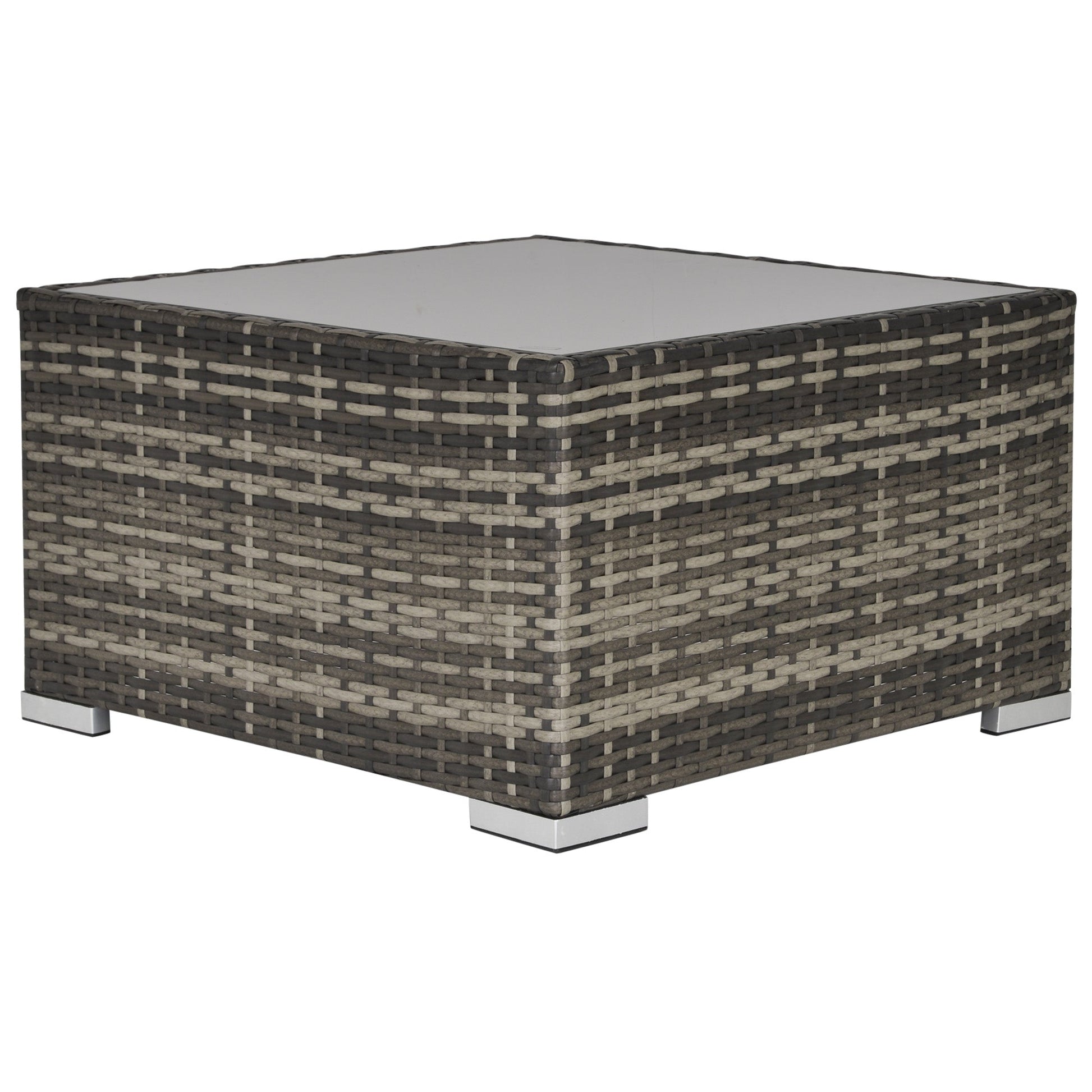 Patio Rattan Coffee Table Ready to Use Outdoor Furniture Suitable for Garden Backyard, Deep Grey