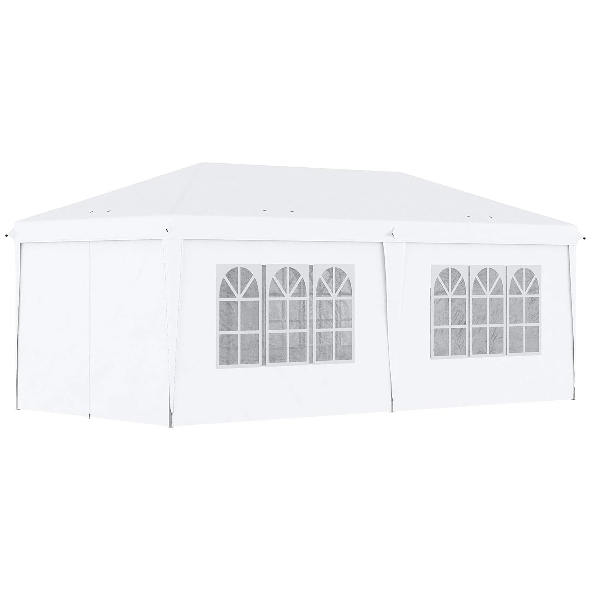3 x 6 m Garden Pop Up Gazebo, Wedding Party Tent Marquee, Water Resistant Awning Canopy with Sidewalls, Windows, Carry Bag, White