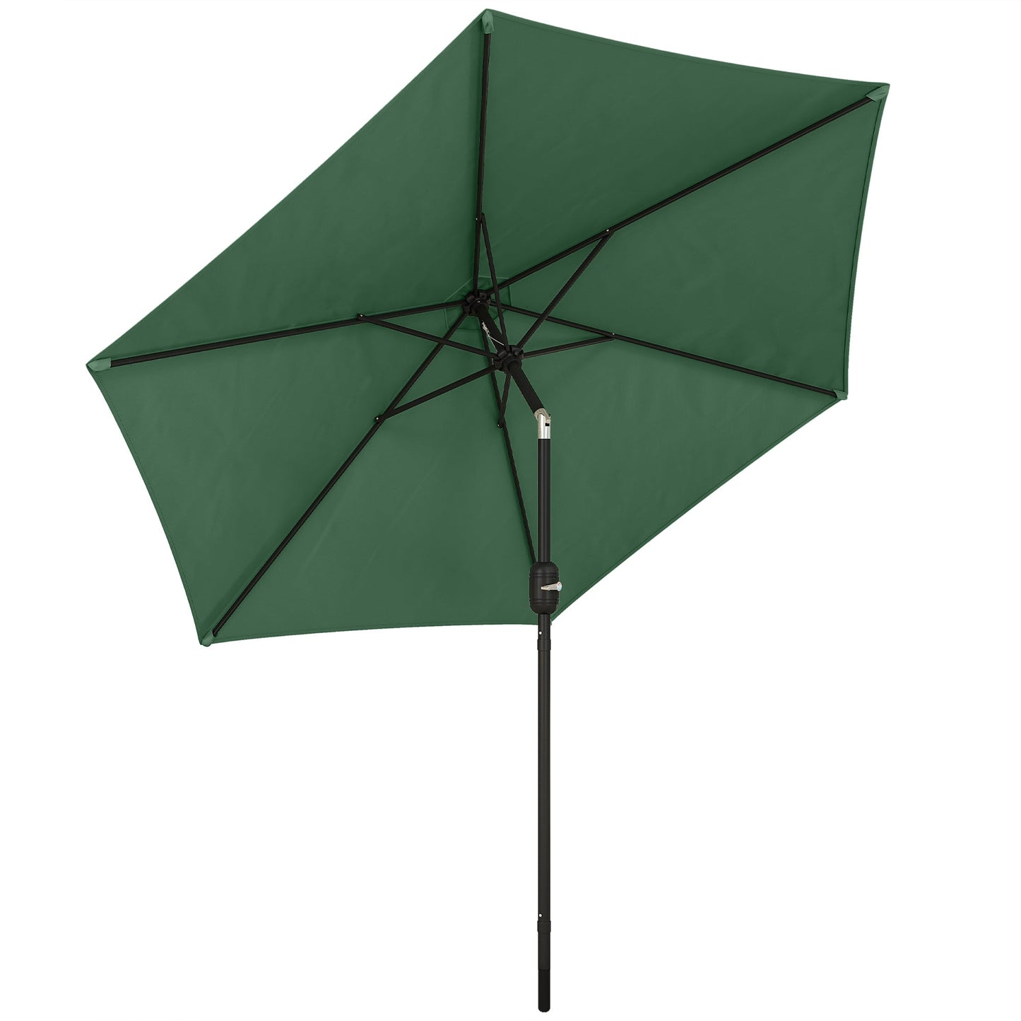 2.6 m Garden Parasol Umbrella with Aluminium Pole, Outdoor Table Market Patio Umbrella Sun Shade with Tilt and Crank, Vent, Dark Green