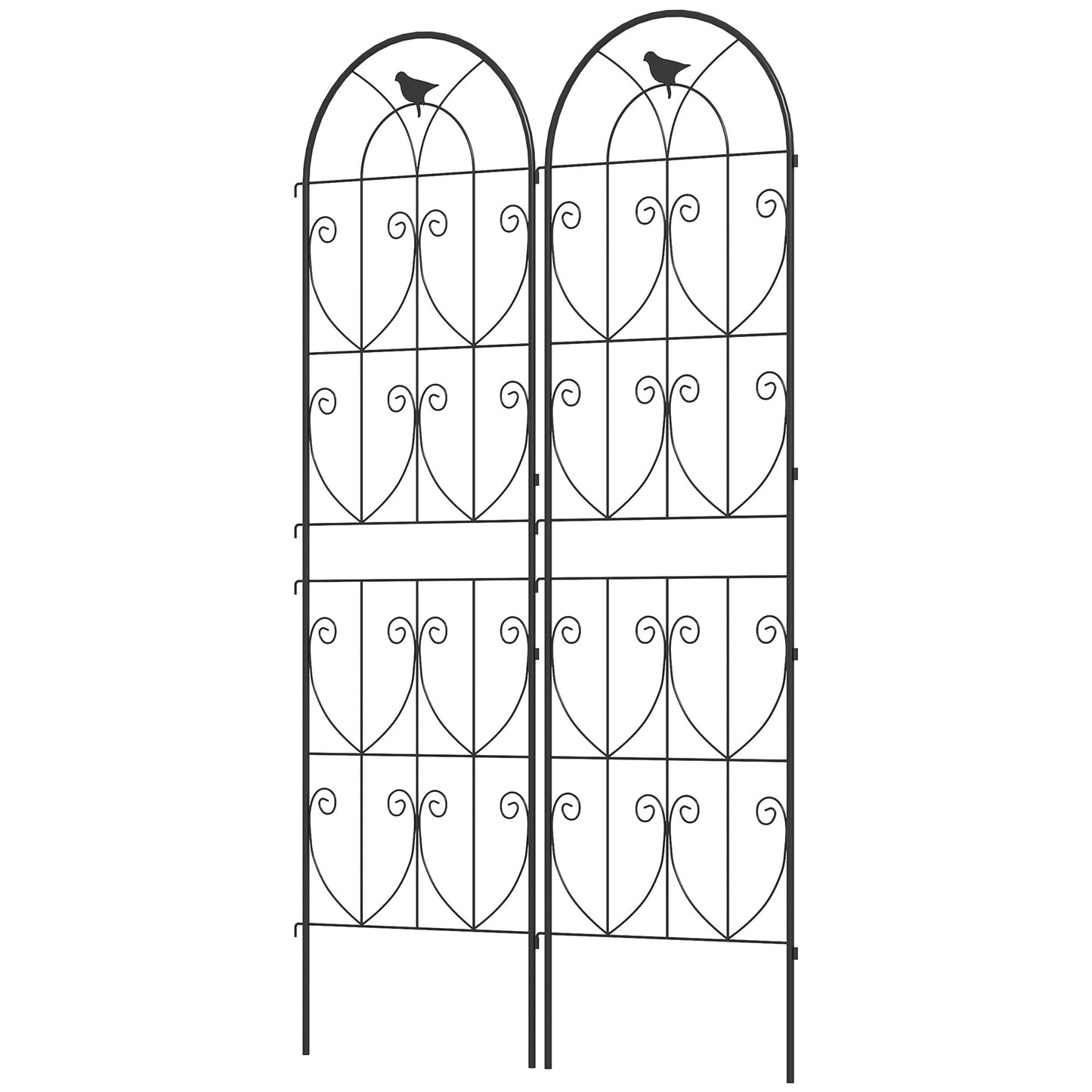 Set of 2 Metal Garden Trellis, Decorative Trellis Panels for Climbing Outdoor Plants, Vegetables, Vines, Flowers, 180 x 50 cm, Bird Design