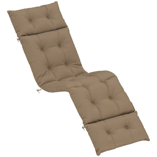 Sun Lounger Cushions Only, 190x56x10cm Garden Lounge Chair Cushions, UPF20+ 220gsm Fabric, Thick Sunbed Replacement Pads with 6 Ties, Khaki