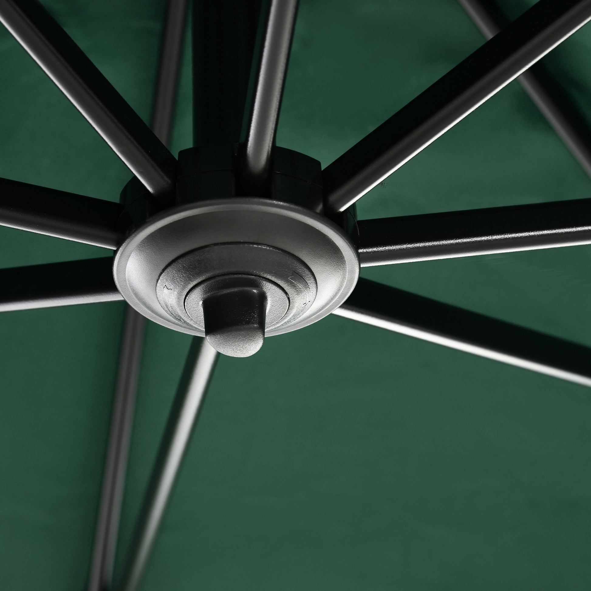 2.5 x 2.5m Patio Offset Parasol Umbrella Cantilever Hanging Aluminium Sun Shade Canopy Shelter 360° Rotation with Crank Handle and Cross Base, Green