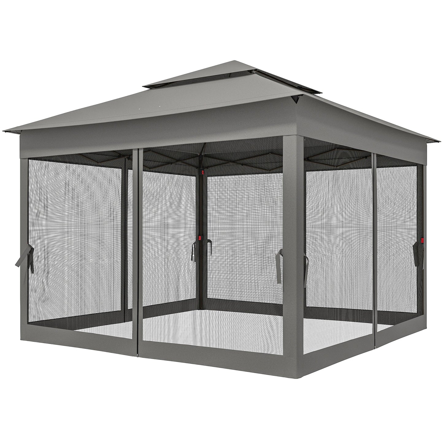 3 x 3(m) Pop Up Gazebo, Double-roof Garden Tent with Netting and Carry Bag, Party Event Shelter for Outdoor Patio, Dark Grey