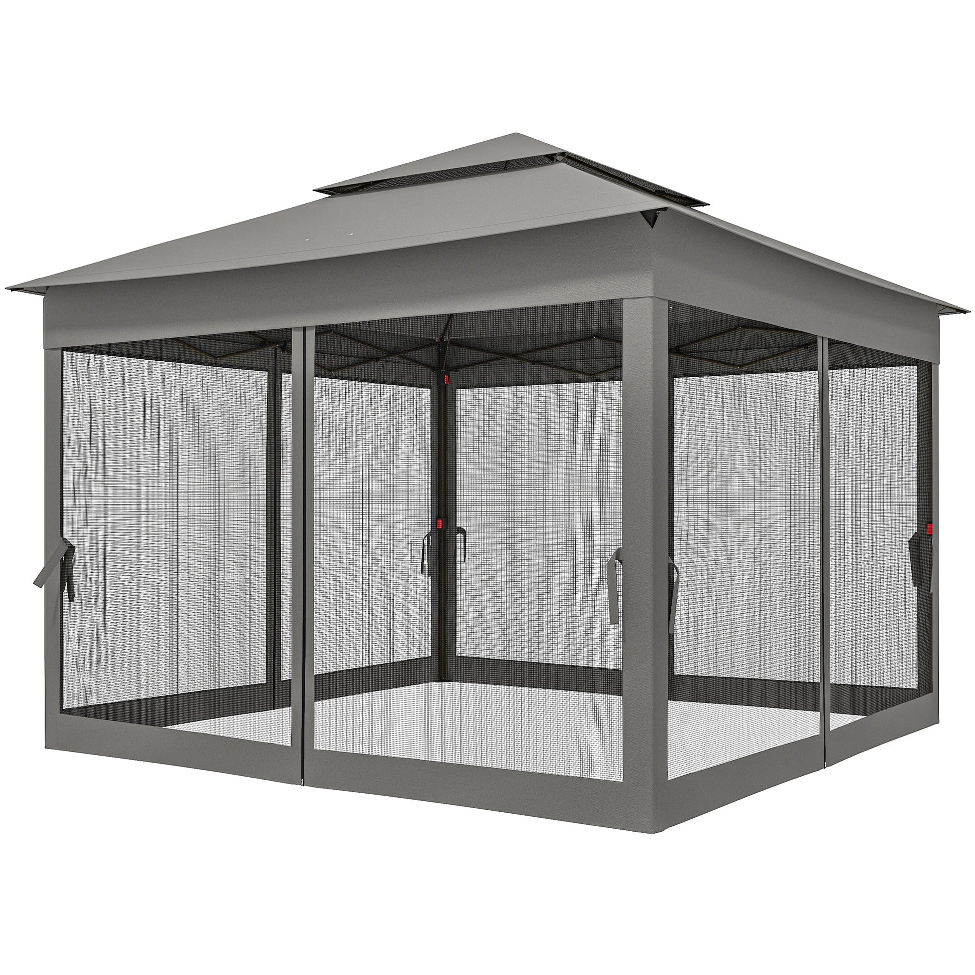 3 x 3(m) Pop Up Gazebo, Double-roof Garden Tent with Netting and Carry Bag, Party Event Shelter for Outdoor Patio, Dark Grey