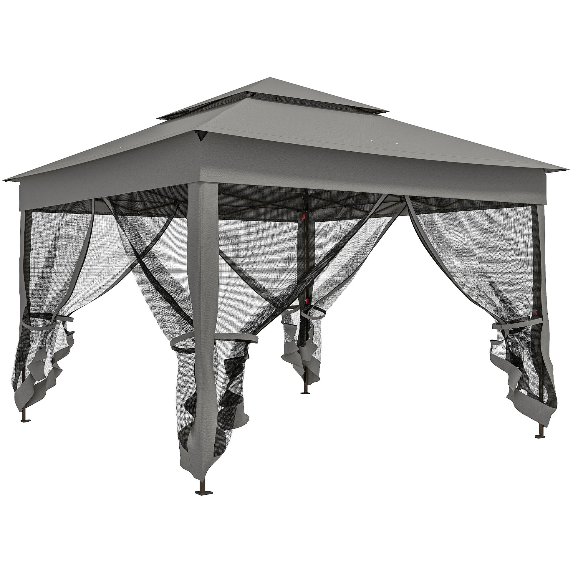 3 x 3(m) Pop Up Gazebo, Double-roof Garden Tent with Netting and Carry Bag, Party Event Shelter for Outdoor Patio, Dark Grey