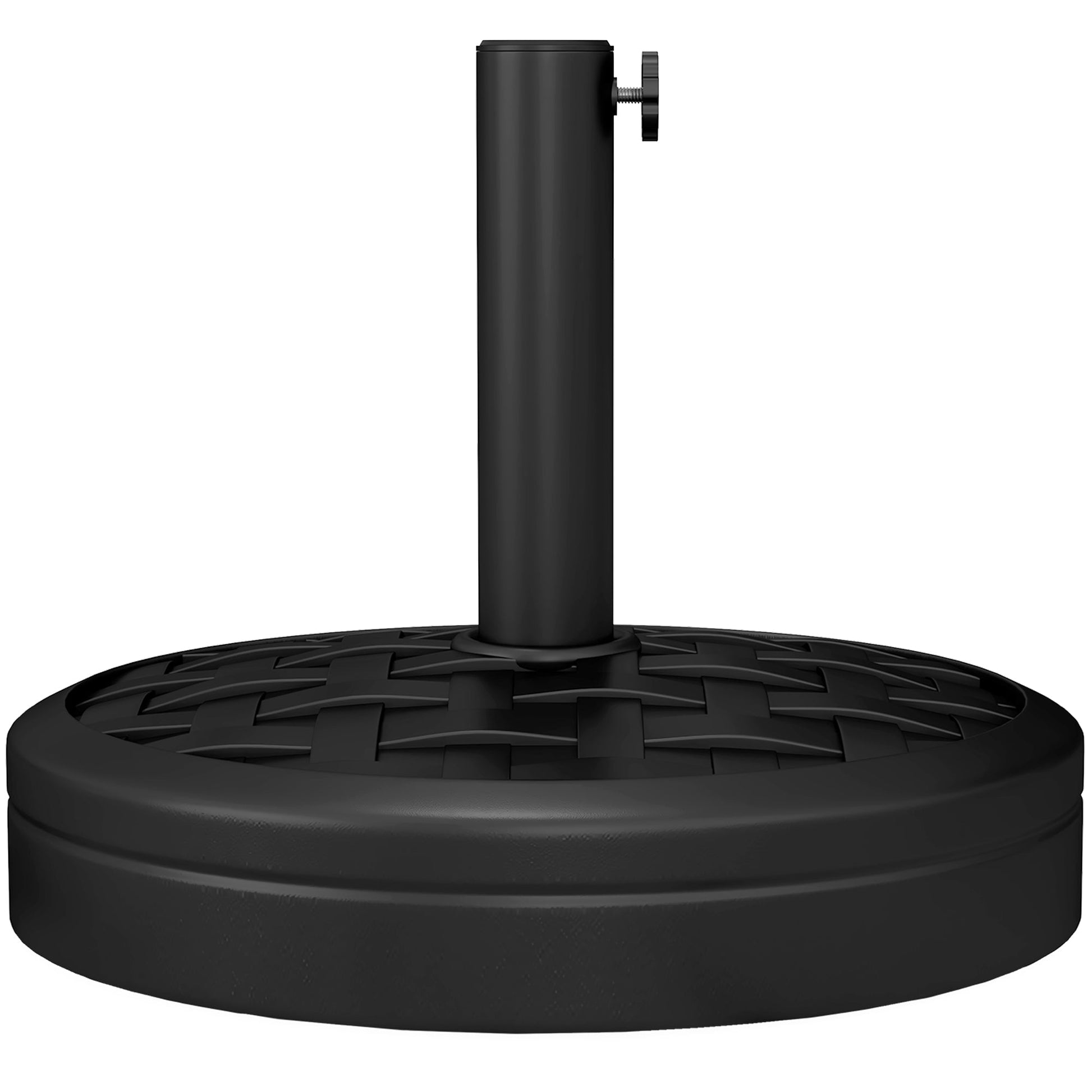 18kg Concrete Parasol Base with Rattan Effect, Heavy Duty Round Umbrella Stand, 45cm Dia. Patio Market Table Garden Parasol Stand for 38mm, 48mm Poles, Black