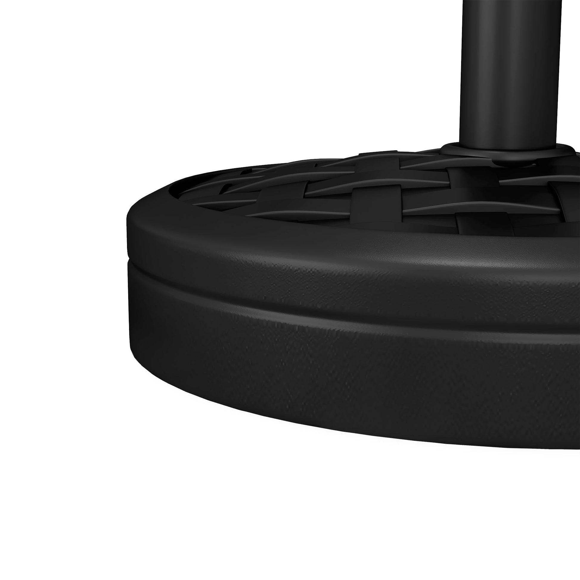 18kg Concrete Parasol Base with Rattan Effect, Heavy Duty Round Umbrella Stand, 45cm Dia. Patio Market Table Garden Parasol Stand for 38mm, 48mm Poles, Black