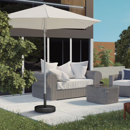 18kg Concrete Parasol Base with Rattan Effect, Heavy Duty Round Umbrella Stand, 45cm Dia. Patio Market Table Garden Parasol Stand for 38mm, 48mm Poles, Black