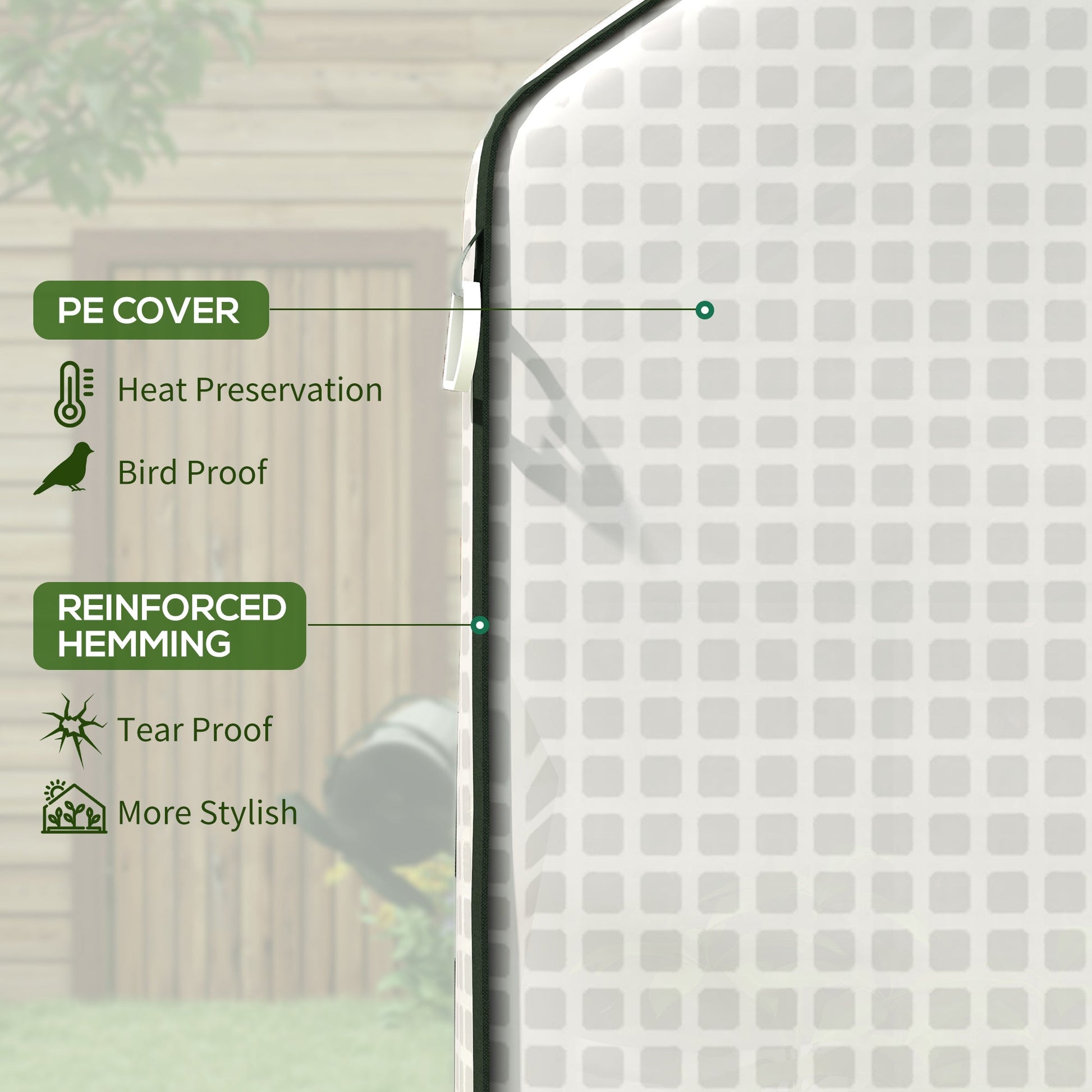 Walk-in Greenhouse Cover Replacement with Roll-up Door and Mesh Windows, Reinforced PE Hot House Cover, COVER ONLY, 140 x 143 x 190cm, White