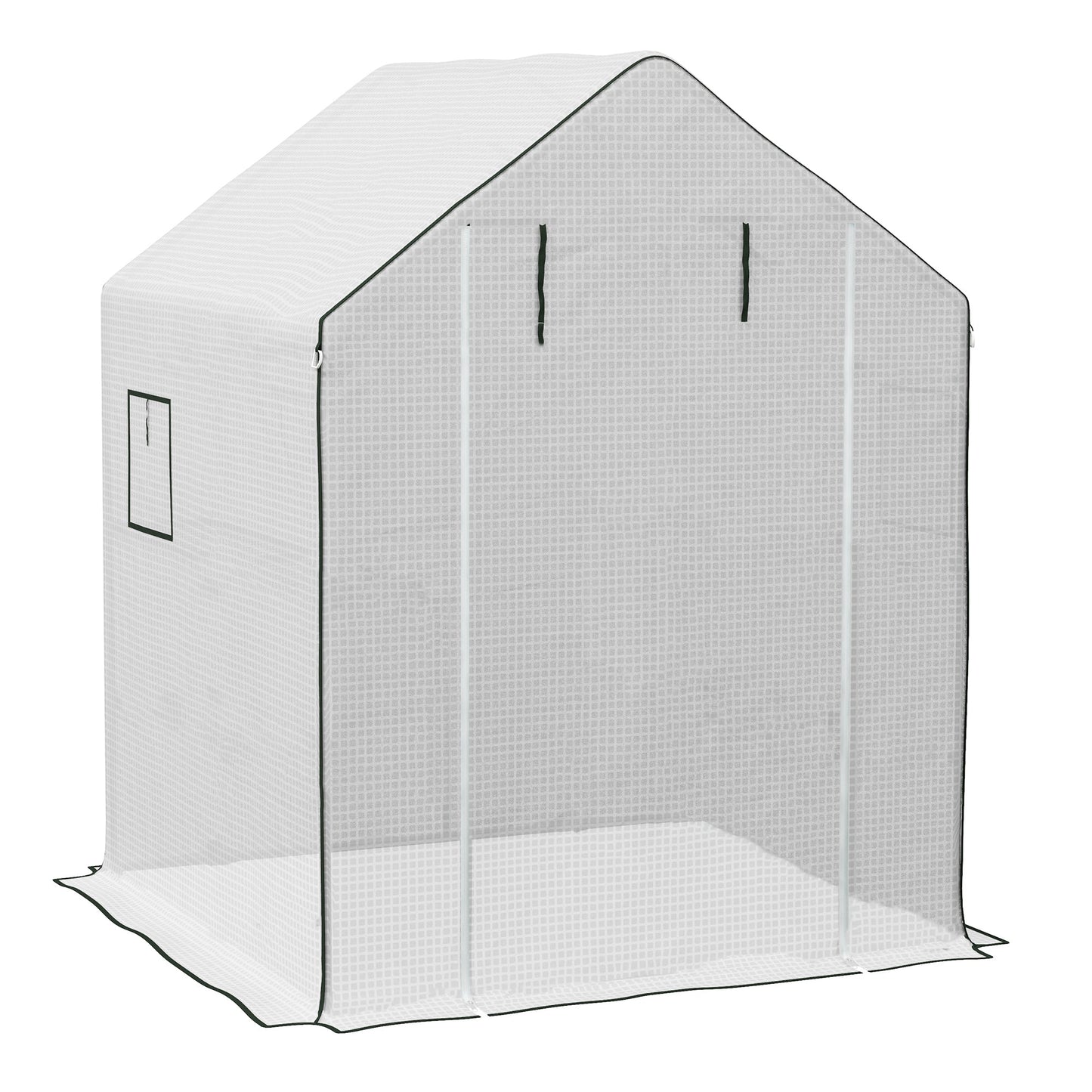 Walk-in Greenhouse Cover Replacement with Roll-up Door and Mesh Windows, Reinforced PE Hot House Cover, COVER ONLY, 140 x 143 x 190cm, White