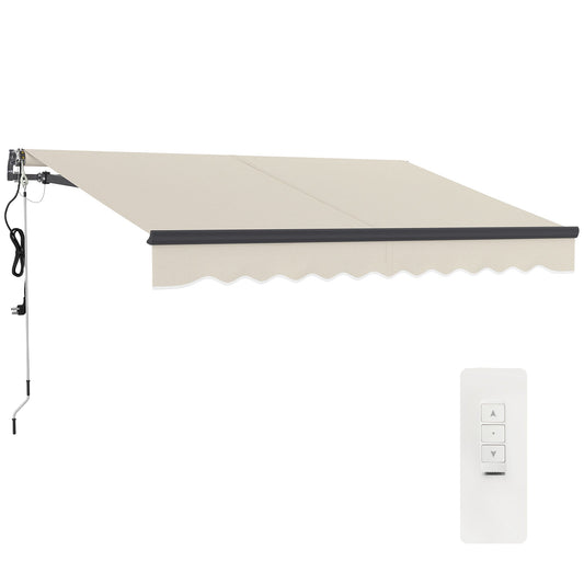 3 x 2.5m Electric Awning with Remote Controller, Aluminium Frame DIY Retractable Awning, UV30+ Sun Shade Canopy for Garden Patio Deck Door Window, Beige